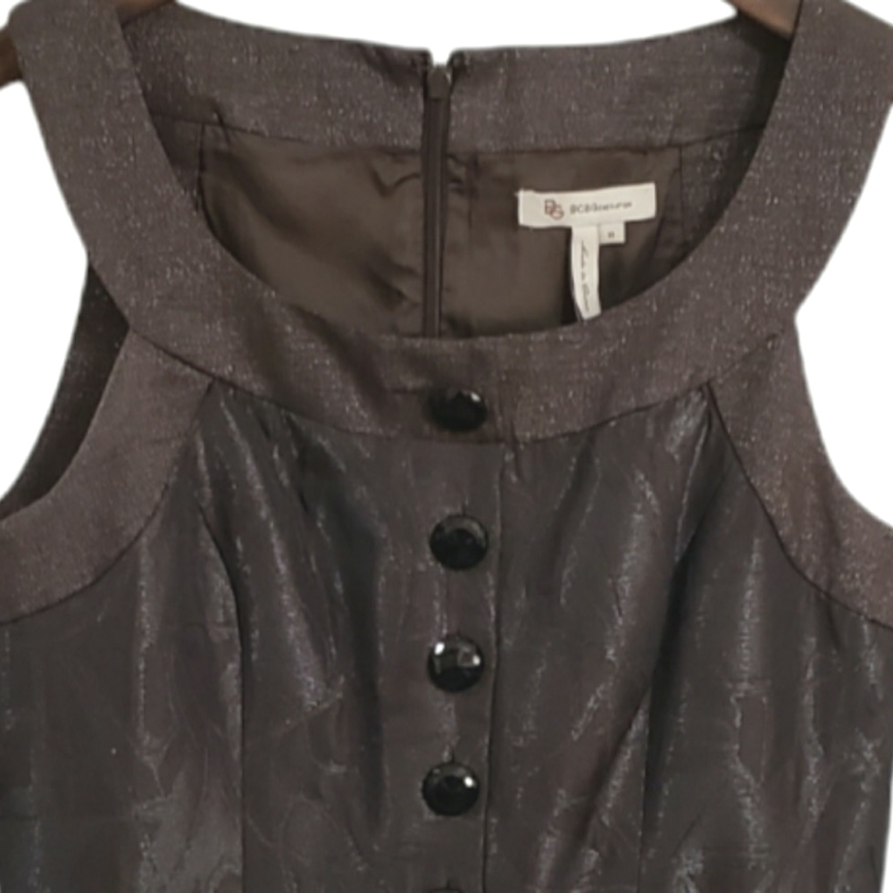 Bcbgeneration Silver Brown Brocade Sleeveless Dre… - image 3